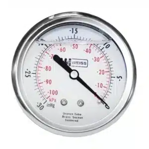 2-1/2" Liquid Filled Back Mount Vacuum Gauge